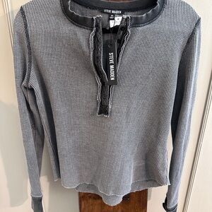 STEVE MADDEN Kenna Thermal Henley NWT Grey/black Women’s Size Medium